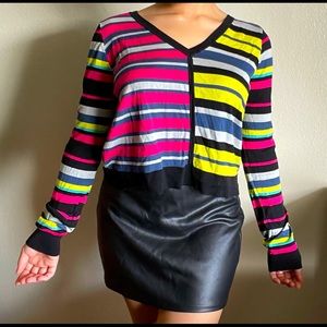 BCBG Striped Long Sleeves Top